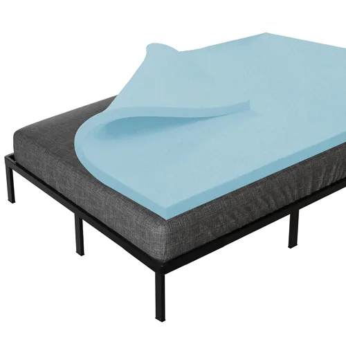Miniatura 8 de Treaton Cubrecolchón de espuma viscoelástica con infusión de gel contorneado de 1 pulgada con diseño de cáscara de huevo, transpirable, suave y Azul