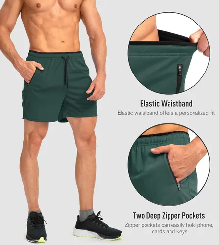Miniatura 4 de G Gradual Pantalones cortos de correr para hombre con bolsillos con cremallera, secado rápido, gimnasio, atletismo, entrenamiento, pantalones cortos