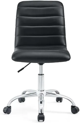 Miniatura 4 de Hawthorne Collections Silla de oficina giratoria de escritorio para computadora con respaldo medio sin brazos en negro