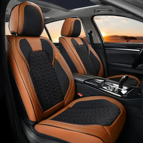 Miniatura 11 de Coverado Juego completo de fundas de asiento, fundas de asiento de piel sintética transpirable de 5 asientos para automóviles, funda de asiento