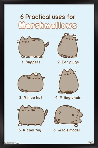 Miniatura 9 de Trends International Pusheen - Póster de pared de malvavisco, 14.725 x 22.375 pulgadas, versión enmarcada de madera de granero