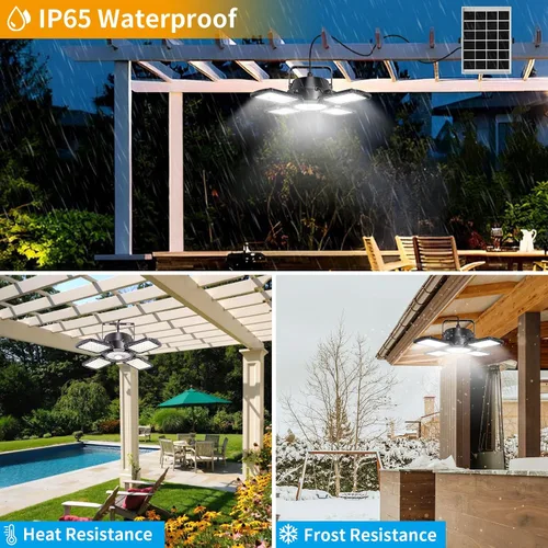 Miniatura 5 de Luz solar para interiores y exteriores, 176 LED con energía solar, luz colgante disponible durante el día, doble lámpara con sensor de movimiento
