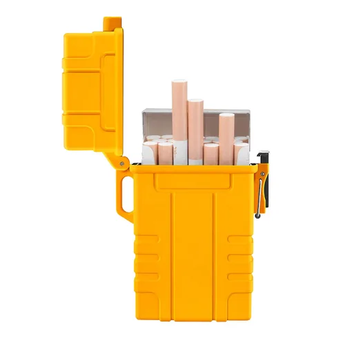 Skywin Estuche impermeable para cigarrillos con encendedor, soporte hermético para cigarrillos con encendedor recargable, funda protectora, ideal