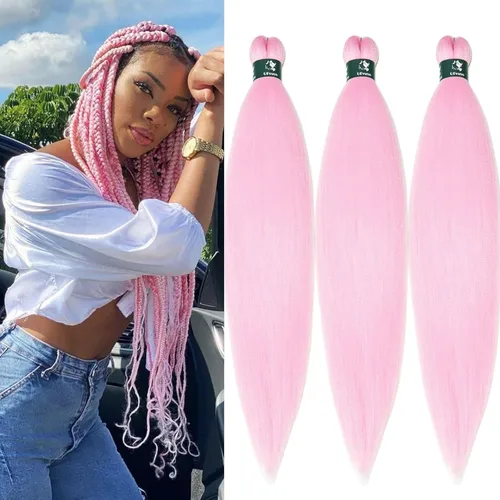 Miniatura 76 de pelo trenzado preestirado marrón, pelo trenzado Kanekalo, pelo trenzado preestirado de 26 pulgadas, 6 paquetes plegados, textura Yaki, extensiones