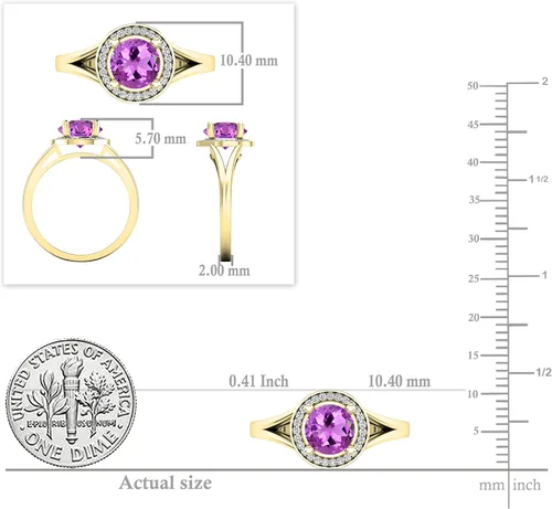 Miniatura 250 de Dazzlingrock Collection Anillo de compromiso redondo de 0.276 in con halo de diamante blanco y vástago dividido para ella en oro macizo de 14