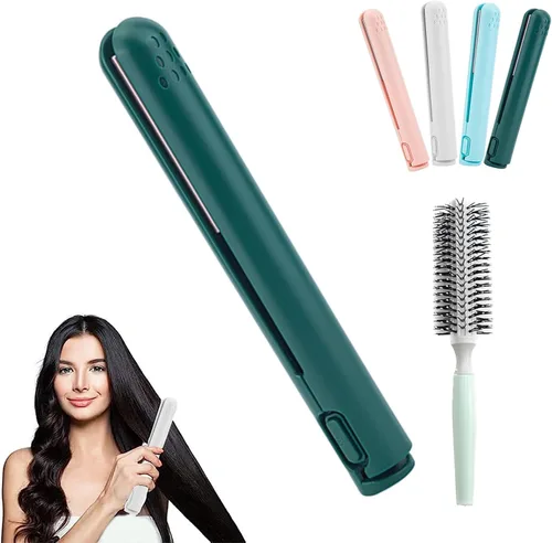 Mini rizador de doble propósito, mini alisador de pelo y rizador 2 en 1, fuente de alimentación USB, rizador de viaje, alisador de pelo portátil