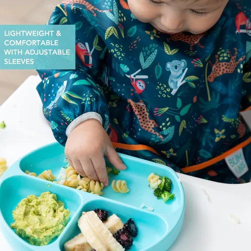 Miniatura 4 de Bumkins Babero con mangas para niña o niño, bebé y niño pequeño para 6-24 meses, imprescindible para comer, alimentar, suministros de destete LED