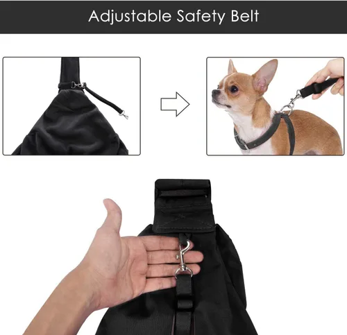 Miniatura 5 de Bolsa de viaje pequeña para perros y gatos – Transportador de mascotas manos libres con correa ajustable y barril de identificación de acero