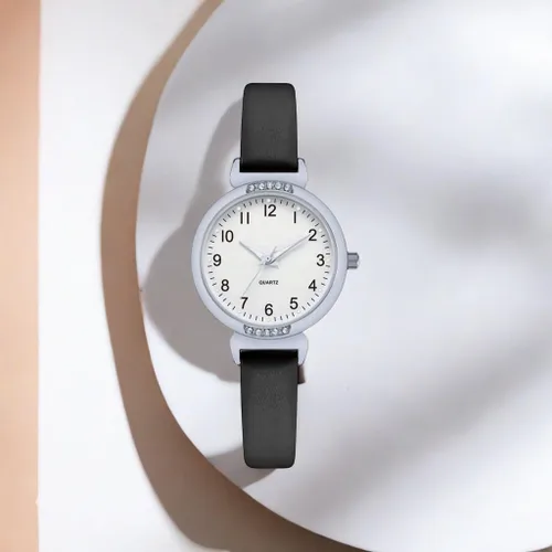 Miniatura 2 de NUOVO - Reloj deportivo de silicona para mujer con correa de piel con cristales, pantalla analógica