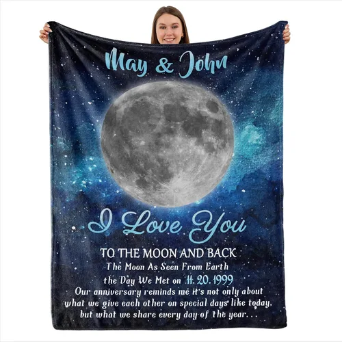 TURMTF Manta personalizada con foto para mamá de hija e hijo, regalos de boda personalizados para ella, él, pareja, esposa, marido, novia, novio