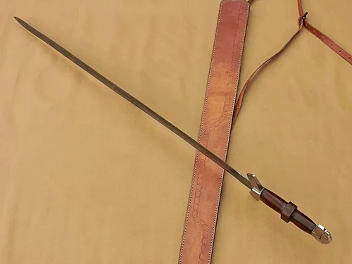 Miniatura 5 de Espada vikinga de acero de Damasco hecha a mano con mango de madera de rosa Espada medieval con vaina.