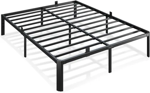 Miniatura 9 de Marco de cama de metal tamaño individual, marcos de cama de plataforma resistente de 14 pulgadas, 3500 libras, listones de acero sin ruido,