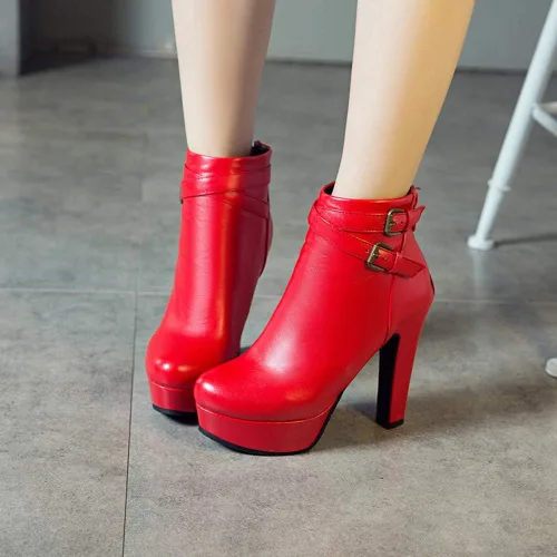 Miniatura 6 de Scaoruki Zapatos de otoño de moda para mujer, botines de tacón de bloque
