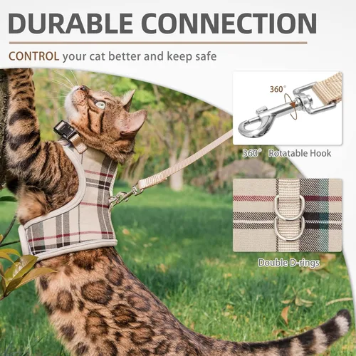 Miniatura 6 de PUPTECK Juego de arnés y correa de malla suave para gatos, arnés acolchado para mascotas, a prueba de escape, para gatos, perros pequeños, conejos