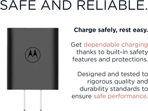 Miniatura 5 de Motorola TurboPower 20 QC3.0 Cargador con cable USB-A a USB-C de 6.6 pies para Moto G Play (2023/2024/2026), G Power (2022/2023), G 5G