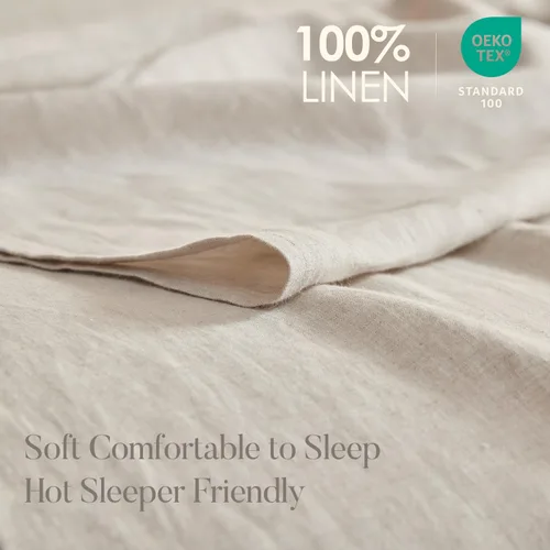 Miniatura 2 de DAPU - Fundas de almohada de lino puro (1 par), tejido de lino natural francés 100% (Queen, blanco)