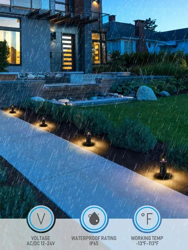 Miniatura 6 de LEONLITE Paquete de 8 luces LED RGB de bajo voltaje, bolardo LED de 12 V AC/DC, iluminación de camino de paisaje de 5 W, impermeable IP65, 7 cambios