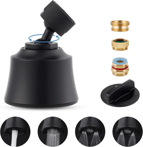 Miniatura 7 de Hygie Rinse Cabezal de repuesto para grifo de fregadero de cocina, accesorio rociador de 4 rociadores con 2 juntas de bola, giro de ángulo grande