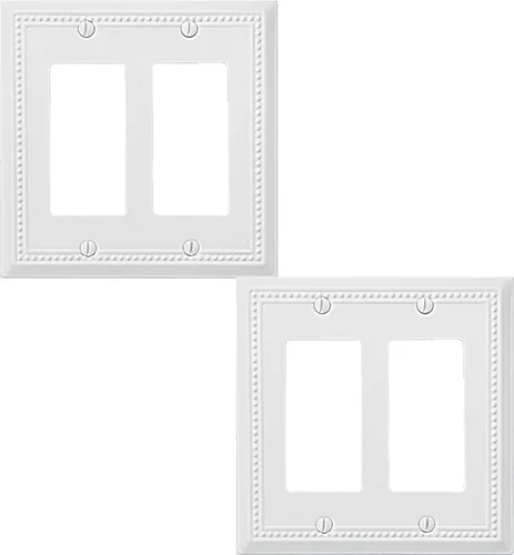 Miniatura 34 de OKAWYC Cubierta de Interruptor de Luz de Tomacorriente Dúplex Individual Belaire de Metal con Cuentas para Pared, Paquete de 4 Latón Antiguo 1 Gang