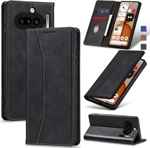 Jasonyu Funda tipo cartera con tapa para Nothing Phone 4a 5G, funda magnética de cuero con tarjetero, función atril, funda protectora duradera de