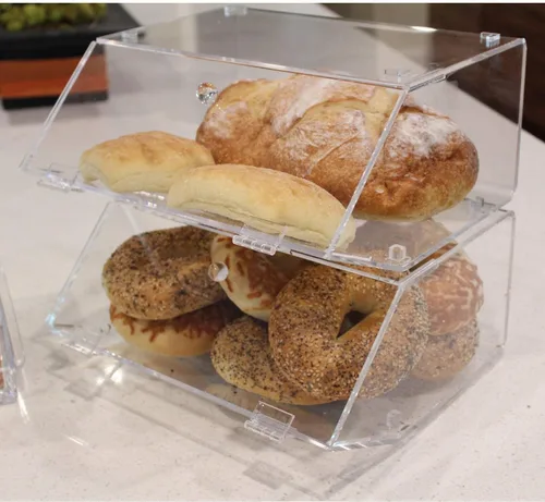 Miniatura 9 de Ikee Design Estuche apilable de acrílico para panadería, contenedor de pastelería, organizador de almacenamiento para bagels, pan y magdalenas