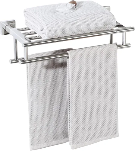 Alise Toallero, estante para toallas con dobles barras para toallas para lavabo de baño, 16 pulgadas, SUS 304 acero inoxidable, soporte de pared