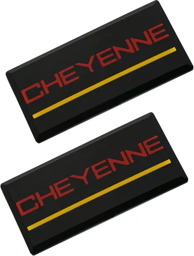 SSDD 2 emblemas de cabina Cheyenne de repuesto para pilar de techo lateral Chevrolet 88-94 placa de identificación 3D (rojo/amarillo) (CH-CHEYENNE)