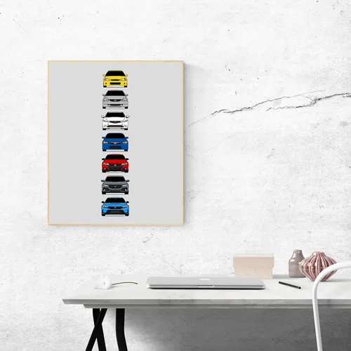 Miniatura 6 de Custom Car Posters Póster hecho a mano compatible con Honda Civic Type-R Generations e impresión de Civic Type R