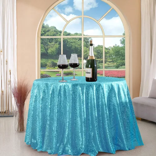 Miniatura 109 de Manteles redondos de lentejuelas negros para fiestas, de 121,9 cm, mantel redondo de purpurina ajustado, pequeño, lindo y dulce, para boda