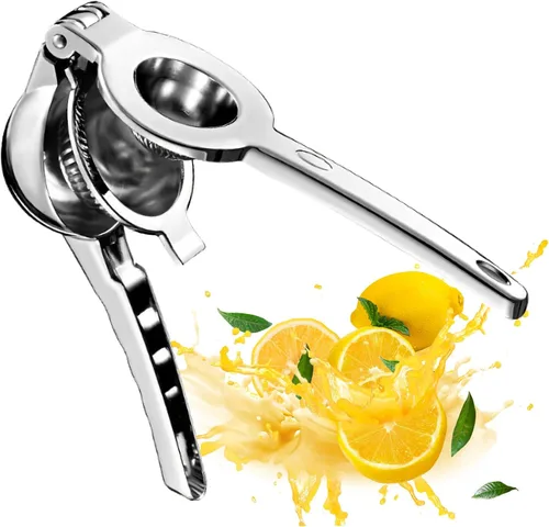 Miniatura 8 de Exprimidor manual de mano de metal de acero inoxidable, jugo extractor de prensa fría a mano para frutas suaves jugosas como limas, limones