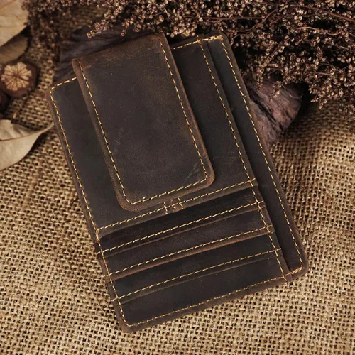 Miniatura 2 de Le'aokuu - Funda para tarjetas de crédito con imán y clip de piel auténtica