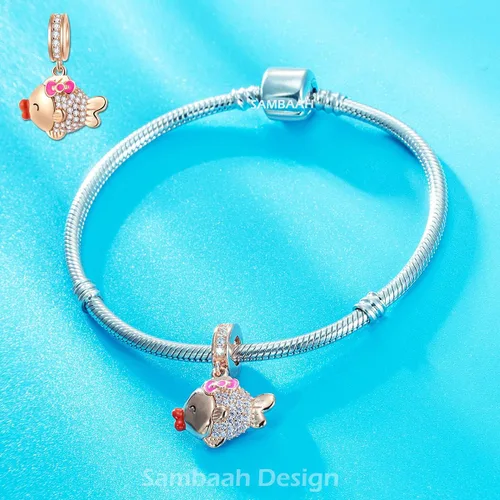 Miniatura 3 de Abalorios de oro rosa de plata esterlina para pulseras estilo Pandora - Cumpleañoscorazónala de ángelplumaestrella