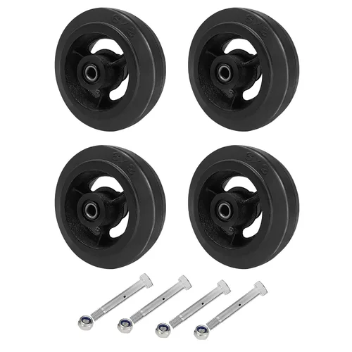 Ruedas de 6 pulgadas para carrito, ruedas resistentes para ruedas industriales, ruedas de goma sobre hierro fundido, juego de 4 ruedas para carrito