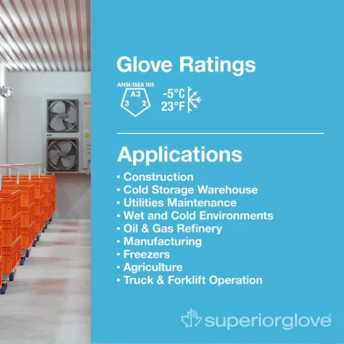Miniatura 4 de Superior Glove Guantes de Trabajo de Invierno - Con Forro Polar con Palmas de Agarre Firme Negras (Temperaturas Frías) Guantes para Congelador