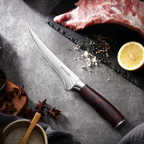 Miniatura 7 de DiiHAUZZ Cuchillo de filete de 7 pulgadas para pescado, cuchillo de deshuesado afilado de acero inoxidable de alto carbono para deshuesado de aves
