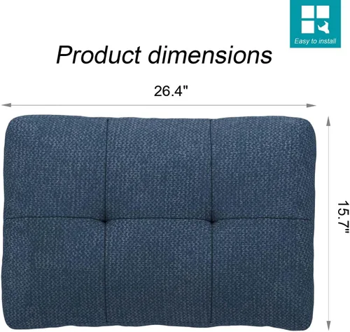 Miniatura 2 de Belffin Cojín de respaldo para sofá modular seccional rectangular, almohadas de tela modernas (azul)