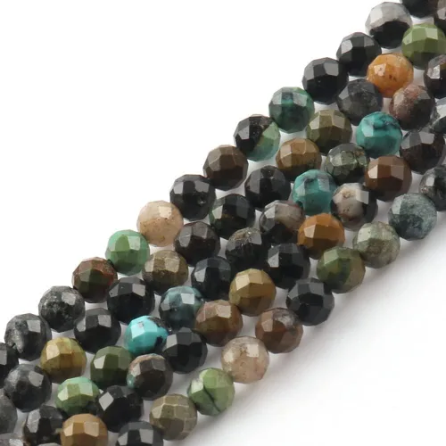 Miniatura 7 de 180 piezas 2mm Cuentas de piedras preciosas de turquesa africana natural facetada redonda suelta para hacer joyas