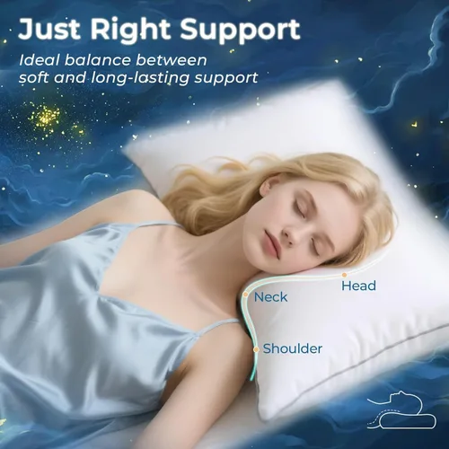 Miniatura 3 de Sasttie Almohada estándar, almohada individual de tamaño matrimonial para personas que duermen de lado, espalda y boca abajo, relleno alternativo