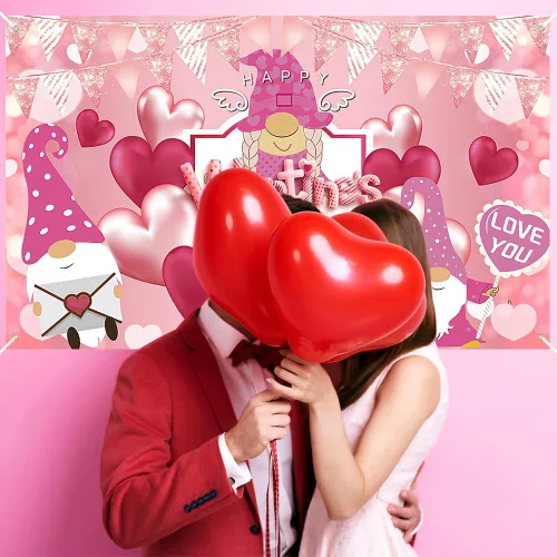 Miniatura 6 de Telón de fondo para fotografía del día de San Valentín, telón de fondo de pancarta de feliz día de San Valentín, suministros de fiesta con diseño