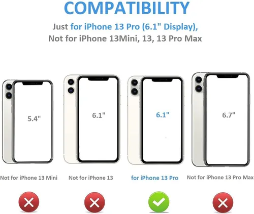 Miniatura 2 de ONETOP - Funda tipo cartera compatible con iPhone 13 Pro con soporte para tarjetas, funda de piel sintética con ranuras para tarjetas, doble cierre