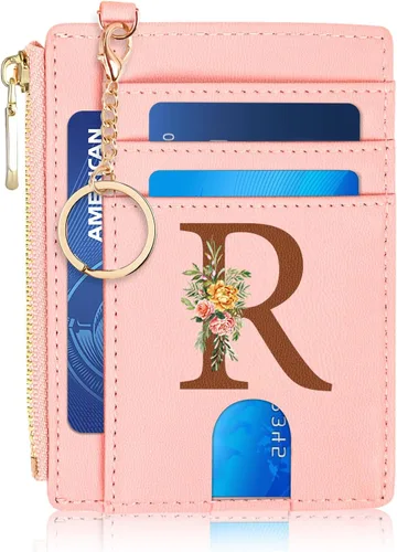 Miniatura 25 de Tarjetero para mujer minimalista y delgado con bolsillo frontal, bloqueo RFID, cartera compacta con ventana para identificación y bolsillo
