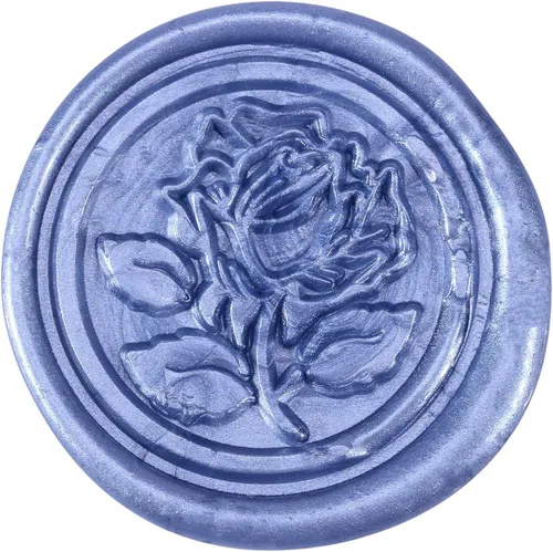 Miniatura 2 de Yoption 5 varillas de cera de sellado azul metálico, tótem antiguo manuscrito de fuego con mechas para sello de cera (azul metálico)
