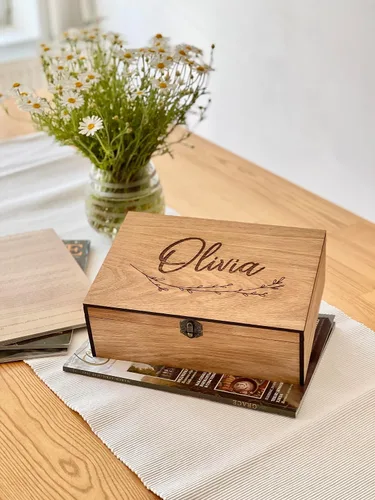 Miniatura 9 de Caja de madera personalizada con nombre para recuerdos, recuerdo, regalo para él, ella, novio, novia, bebé, niña, hermano, hermana, chico, padrinos