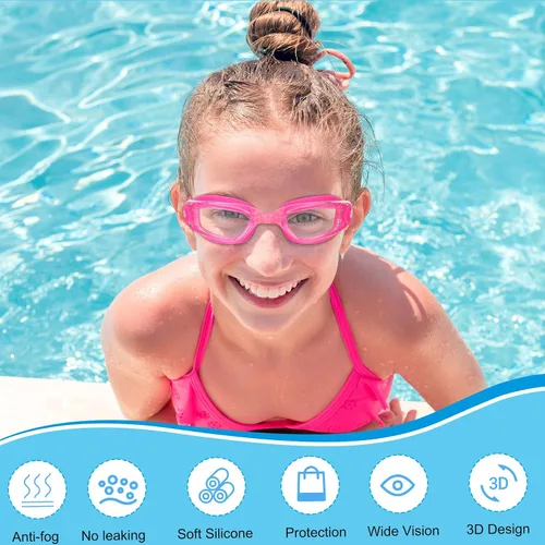 Miniatura 5 de Fabbay 8 gafas de natación sin fugas para niños y adultos, protección UV, gafas de natación impermeables con clip para la nariz