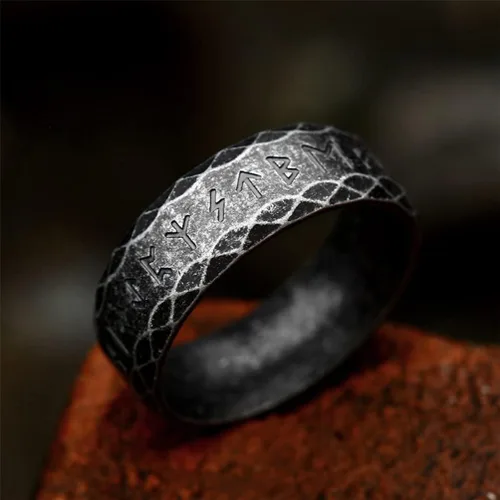 Miniatura 5 de Anillos vikingos de acero inoxidable con runas vikingas nórdicas nórdicas, anillo de boda para hombres y mujeres, regalos de joyería