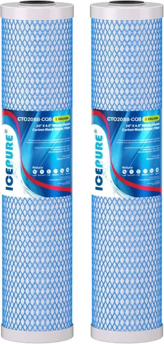 Miniatura 17 de ICEPURE CTO20BB-KDF - Filtro de agua para toda la casa, carbón activado con cáscara de coco y KDF, 5 micrones, 4.5 x 20 pulgadas, repuesto