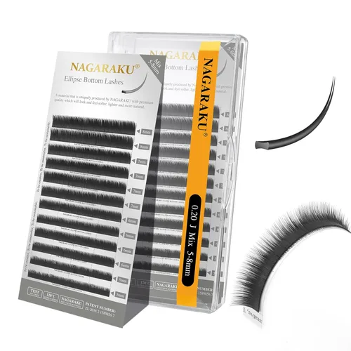 Miniatura 98 de NAGARAKU Extensiones de pestañas elipse con puntas abiertas planas, pestañas individuales de 0.006 in, rizo C, bandeja de mezcla de 0.315-0.591 in