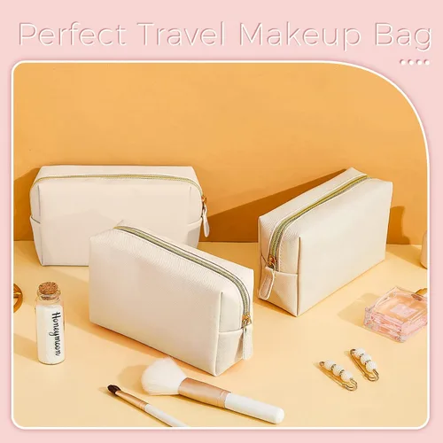 Miniatura 5 de Dunzy - Estuche de maquillaje de 8 piezas, de piel sintética, impermeable, pequeño, bolsa de aseo, organizador de cosméticos portátil, resistente al