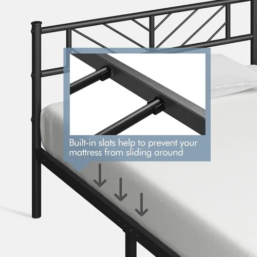 Miniatura 7 de Yaheetech Estructura de Cama Plataforma de Tamaño Individual con Cabecera de Diseño de Flecha, Base de Colchón de Metal de 13 Pulgadas