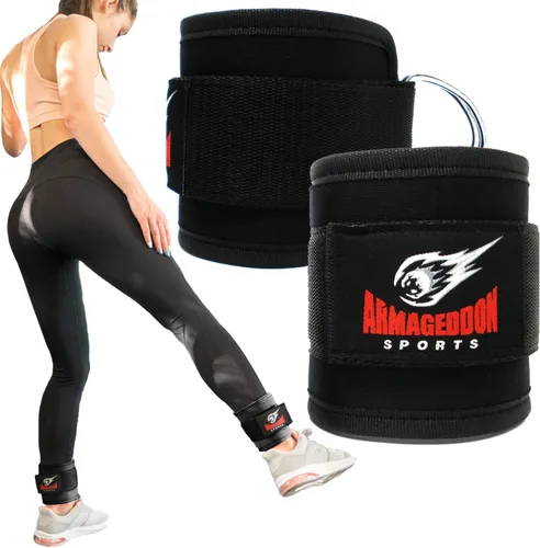 ARMAGEDDON SPORTS Par de correas de tobillo de calidad dobles en D para fijación de máquinas de cable, tobilleras para equipo de entrenamiento de